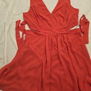 ASOS Red V-Neck Mini Dress with Tie Waist